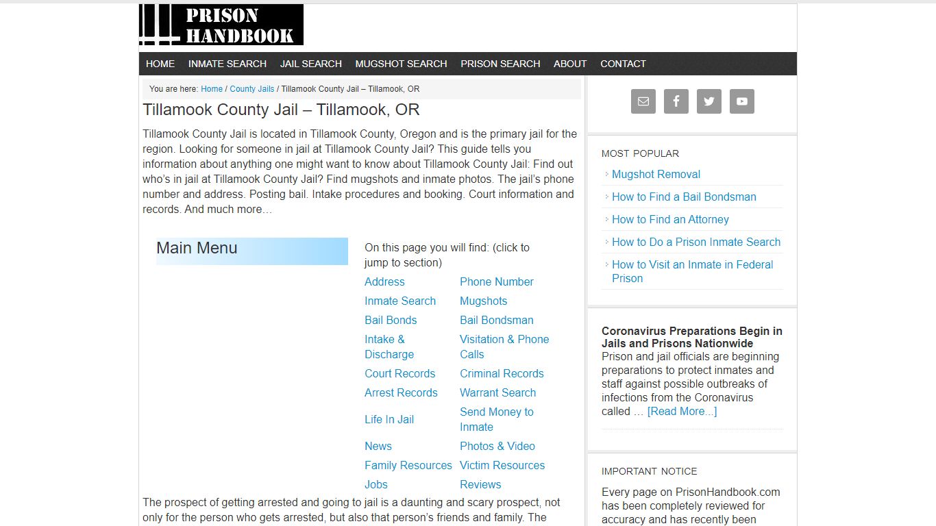 Tillamook County Jail – Tillamook, OR - Prison Handbook