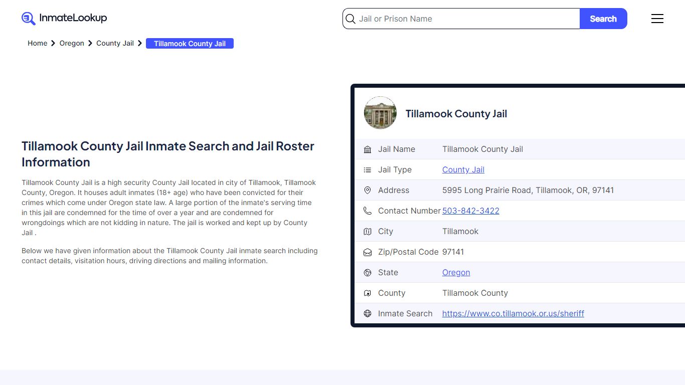 Tillamook County Jail (OR) Inmate Search Oregon - Inmate Lookup